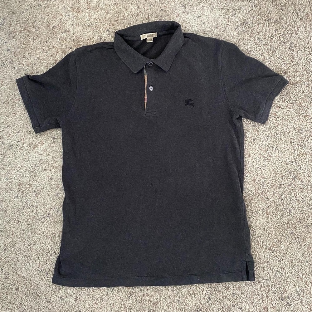 Burberry Brit Short Sleeve Polo Shirt Charcoal Cotton Men’s Size Medium